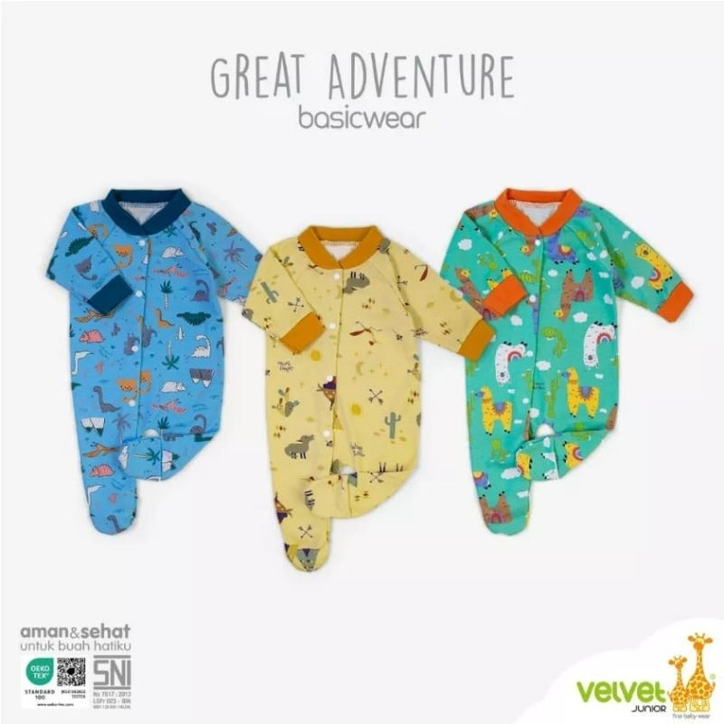 VELVET JUNIOR Baju Kodok Panjang Topi Buka Kaki Tutup Kaki | Baby Jumper Panjang Motif Terbaru