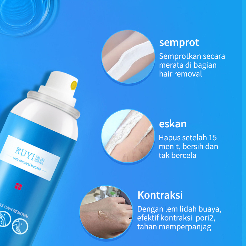 100%ASLI Spray Cream Krim Penghilang bulu permanen 150ml rambut Hair removal cream Rambut ketiak Penghilang bulu Bagian privat kaki Lengan Krim penghilang rambut cepat yang aman, tanpa rasa sakit, lembut dan tidak menyebabkan iritasi