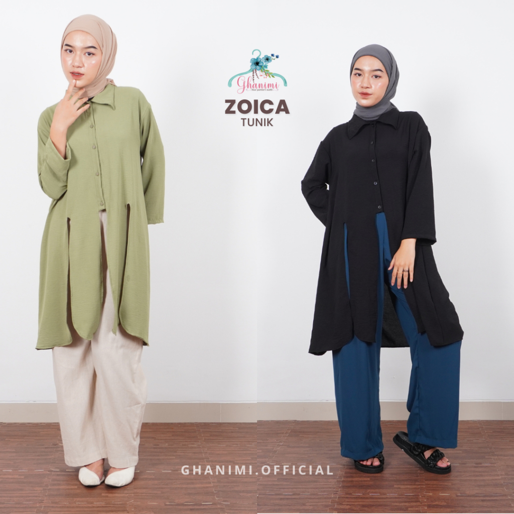 Ghanimi - Zoica Tunik / Tunik Polos / Tunik Unik / tunik layer / tunik panjang / tunik katun crinkle / tunik daily / tunik kasual formal / tunik tali / kemeja tunik / Tunik kerja / atasan kerja