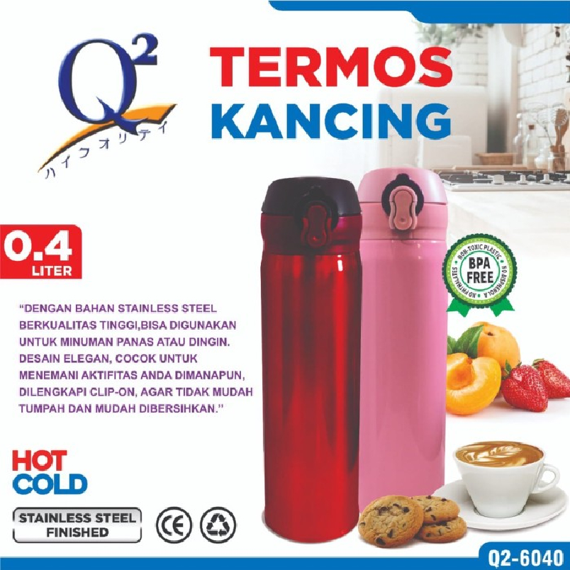 Termos Air Panas Niagara | Kancing Polos 400ml Thermos Botol Q2 6040