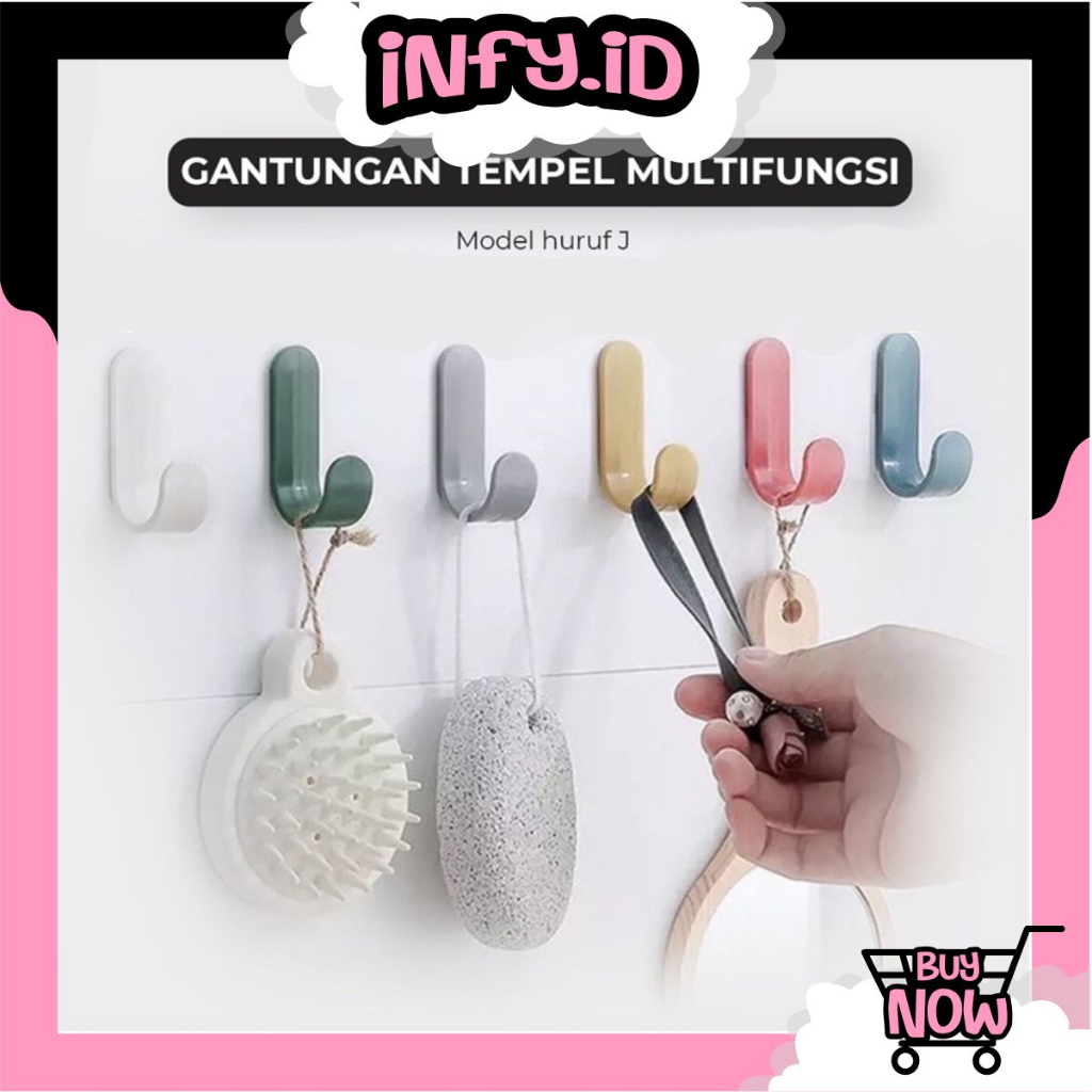 INFY - Gantungan Hook J Kait Tempel Dinding J Type Nordic Kait Serbaguna Gantungan Baju Kuat 1 Pcs Gantungan Hook Dinding R890