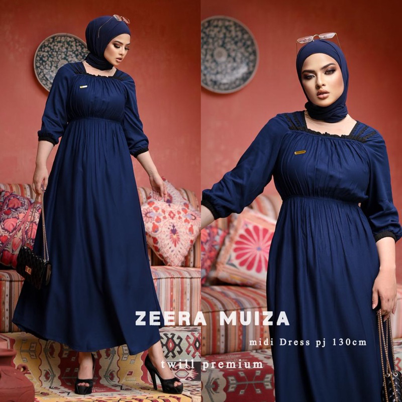 Daster Arab Zeera MUIZA Midi Dress Gamis Rayon Twill Premium Ori