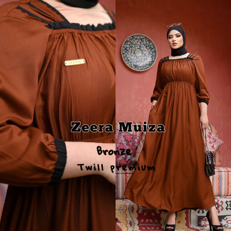 Daster Arab Zeera MUIZA Midi Dress Gamis Rayon Twill Premium Ori