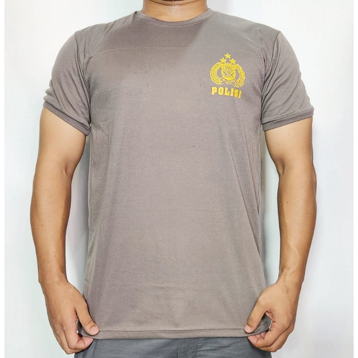 Kaos polisi pria dewasa warna coklat tangan pendek baju dalam polisi polri