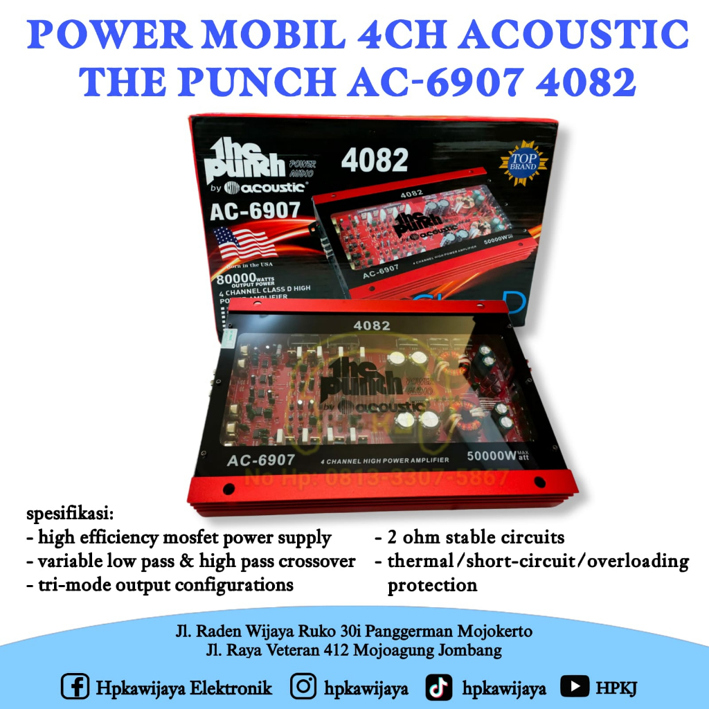 POWER MOBIL ACOUSTIC THE PUNCH AC-6907 4082 4CH ampli Mobil 4 channel Class-D