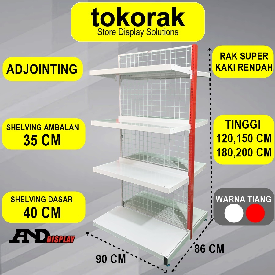 RAK MINIMARKET SUPERMARKET DOUBLE ADJOINTING SUPER KR 35 CM RAK GONDOLA ISLAND ANDDISPLAY