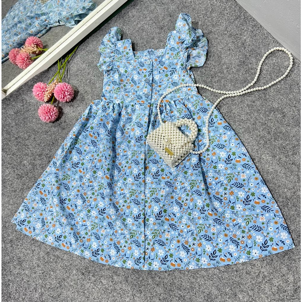 Jimmedy.id - Dress Anak Perempuan Imut Bunga Bahan Crincle Premium Untuk Umur 3 - 7 Tahun