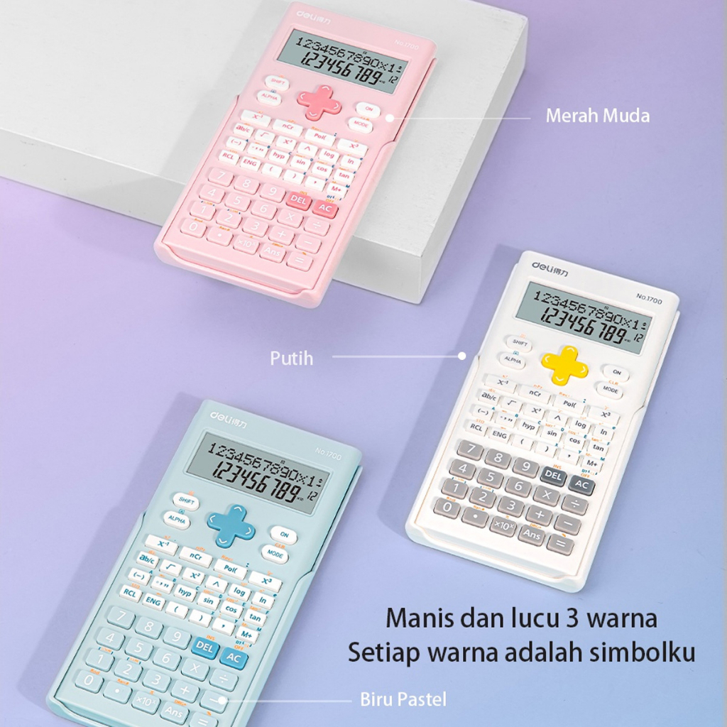 ELFYDO DELI001 Calculator Scientific Kalkulator 240 Fungsi Kalkulasi 3 Warna 1700