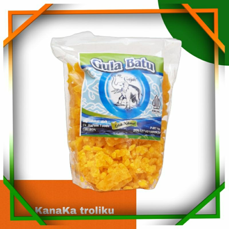 

Gula Batu Potongan Kecil Cap Gajah asli Cirebon Kemasan Pouch 750gr