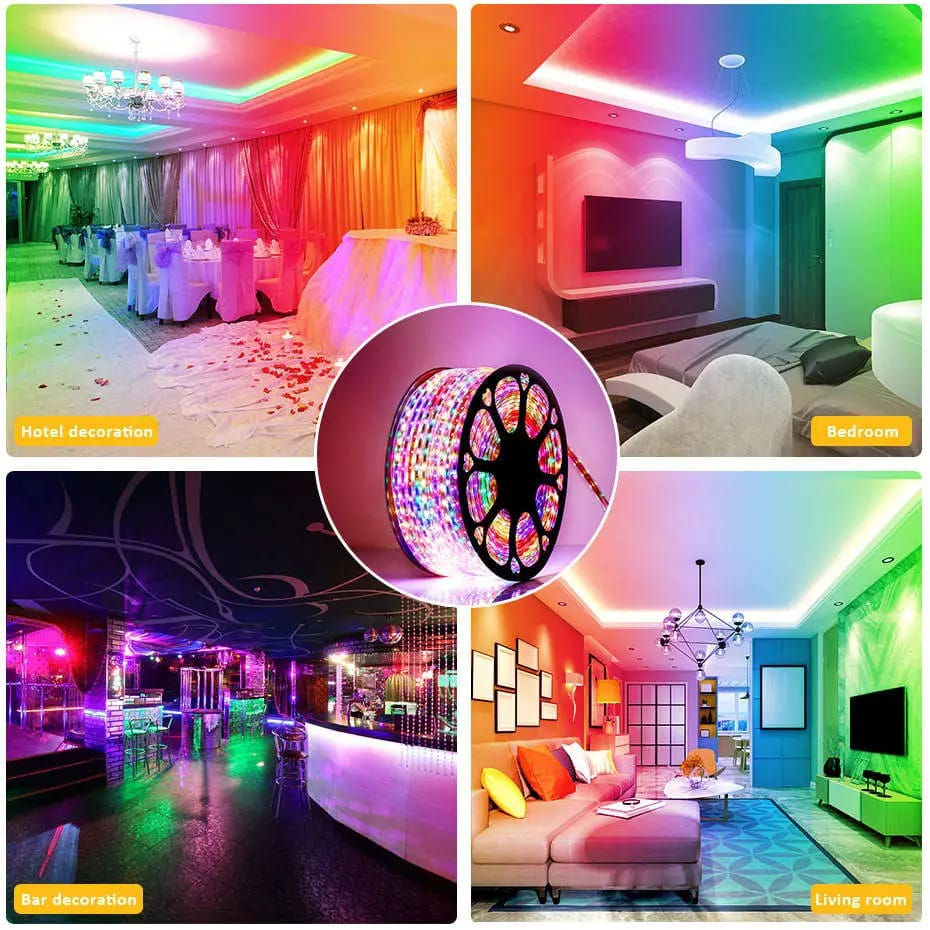 LAMPU STRIP 220V METERAN MERAH PUTIH RGB SELANGWARNA WARNI AGUSTUS PROMO MERDEKA LED PESTA HIAS ROPE LIGHT VIRAL SMD 2835 / 3528