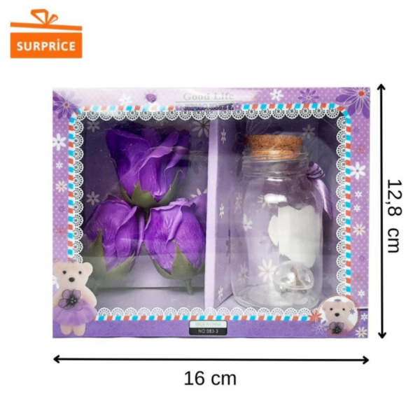 Dijual Set Bunga Hias  Botol / Bunga Mawar Palsu / Gift Set Mawar Palsu - Ungu No Bubble Diskon