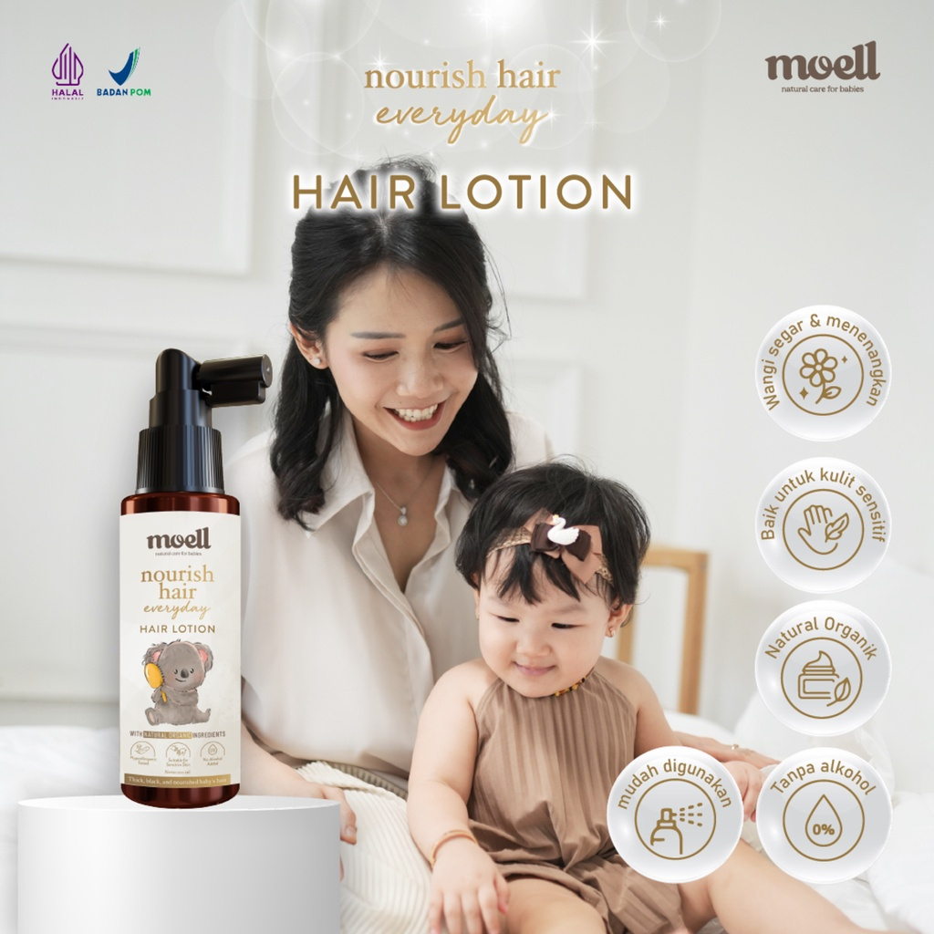 Moell Nourish Hair Everyday - Hair Lotion 100ml / minyak rambut bayi anak