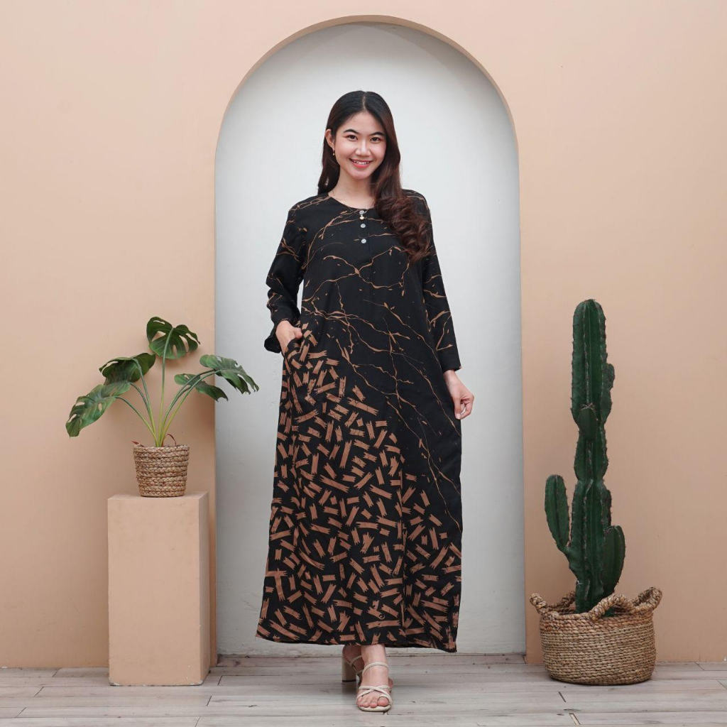 Longdress Batik OLIVIA daster santai busui Daster cantik daster kancing depan