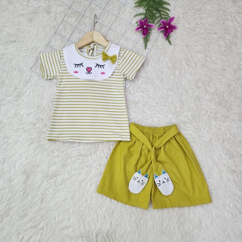 baju bayi perempuan stelan celana bunny pita baby girl