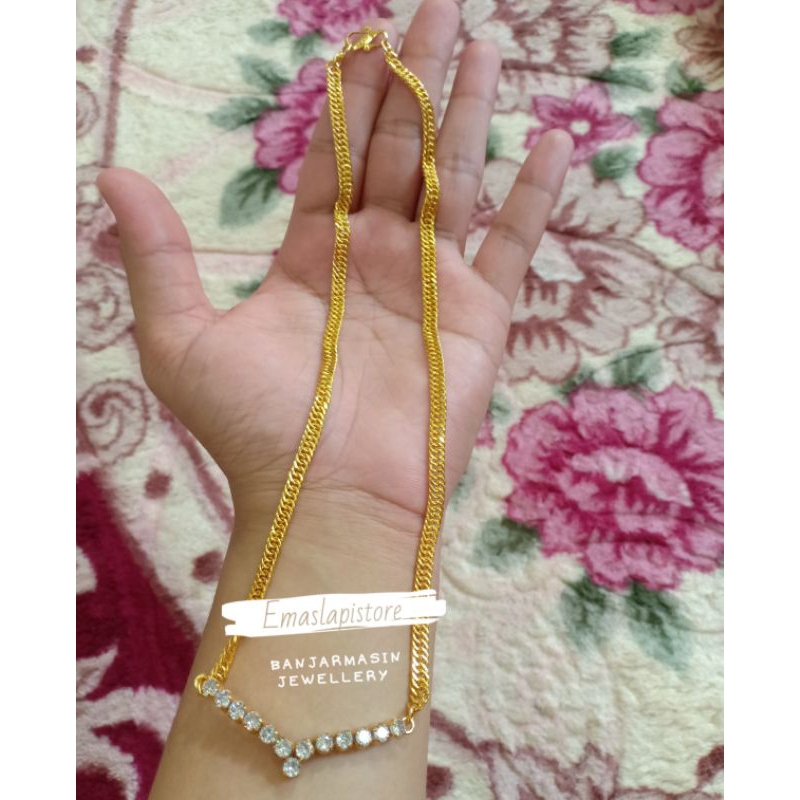 Kalung Sasap Permata Aur*l Lapis Emas 999 Banjar