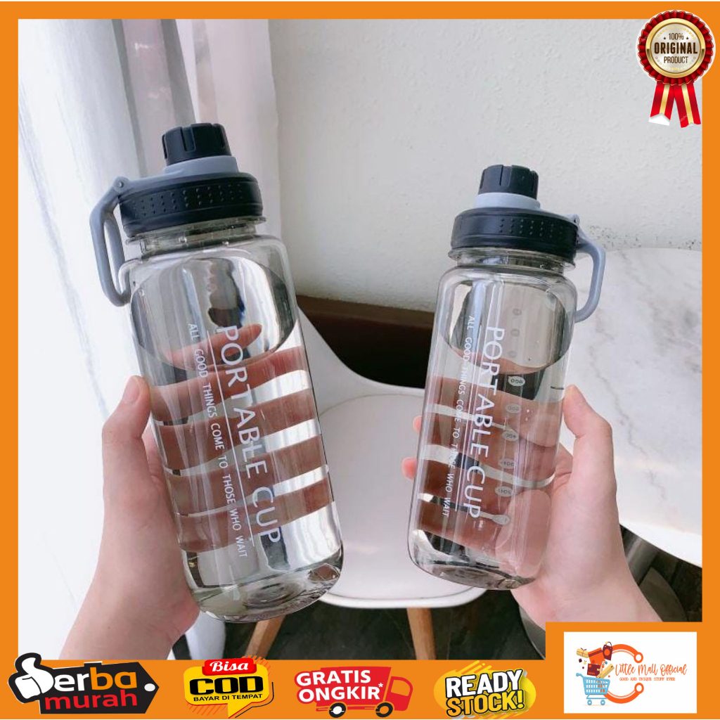 Little Mall BOTOL MINUM ANTI TUMPAH BPA FREE BOTOL MINUM AESTHETIC KOREAN PLASTIK TRANSPARAN TUMBLER