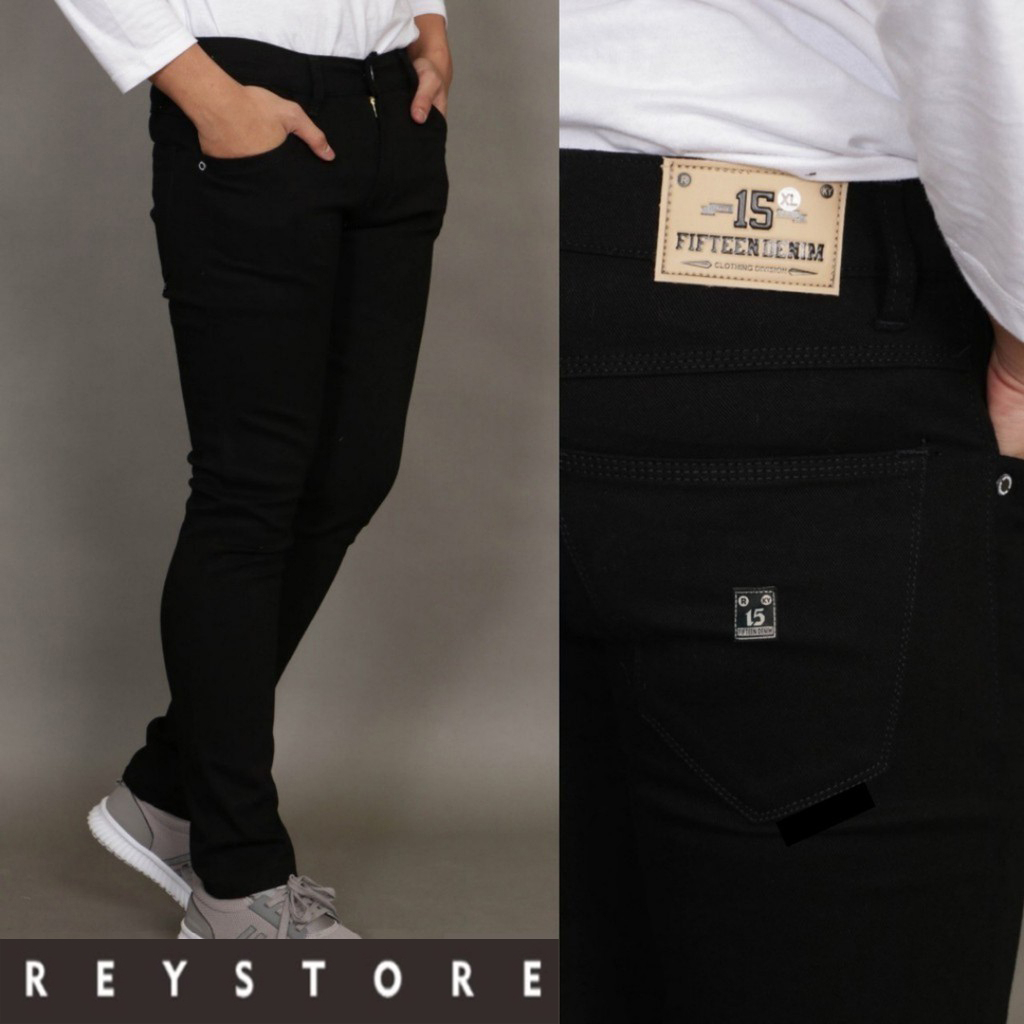 Celana Jeans Pria Slimfit Strech New Original Jeans  pria Panjang Hitam Pekat