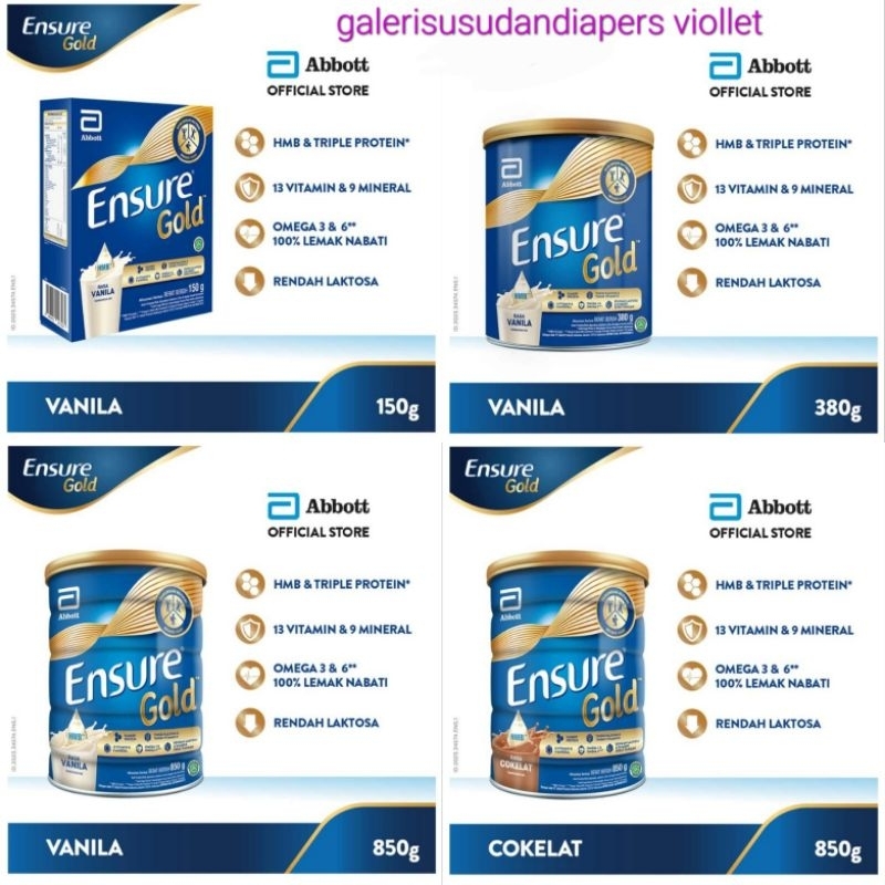 

Ensure Gold Vanila/Coklat 150gr/380gr/850gr