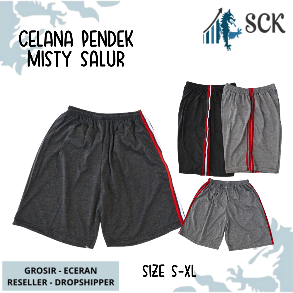 Celana Kolor Santai MISTY Motif SAMPING GARIS SALUR / Celana Santai Kombinasi Salur - sckmenwear GROSIR