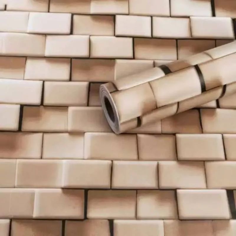 Wallpaper Dinding Sticker Dinding Batu Alam Granit Coklat 3D Modern Dekorasi Dinding