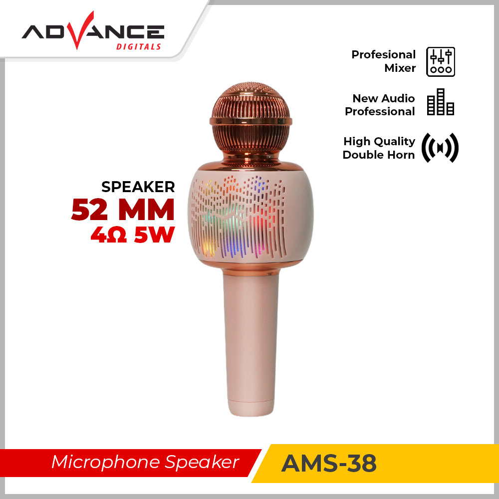 ADVANCE Mic Karaoke Bluetooth Portable AMS-38 Microphone Bluetooth Speaker