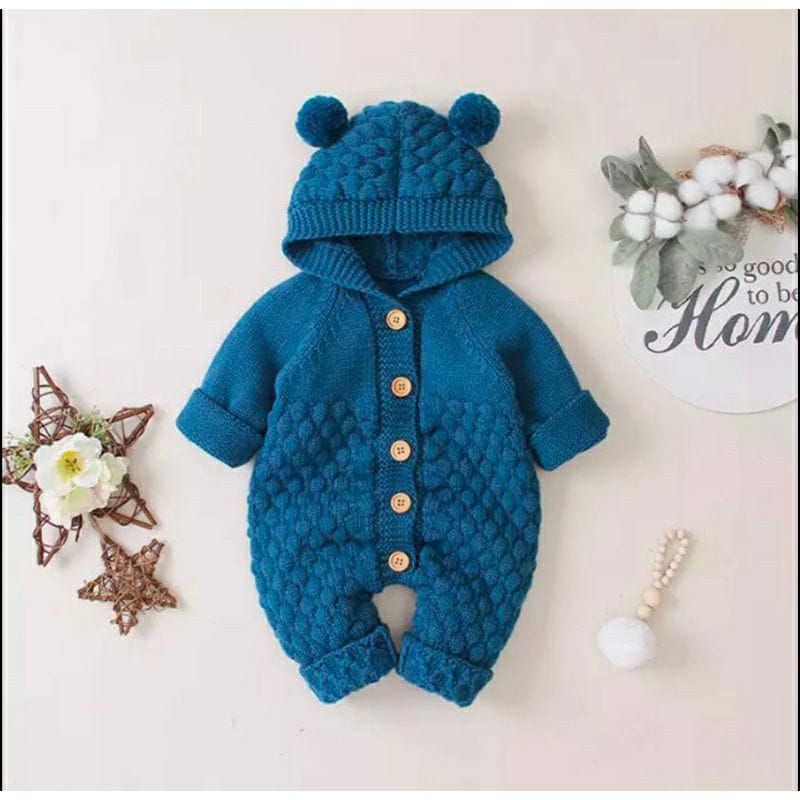 [rumahbayipdg] Baju Jumsuit bayi unisex || jumper bodysuit rajut high quality 0-12 month