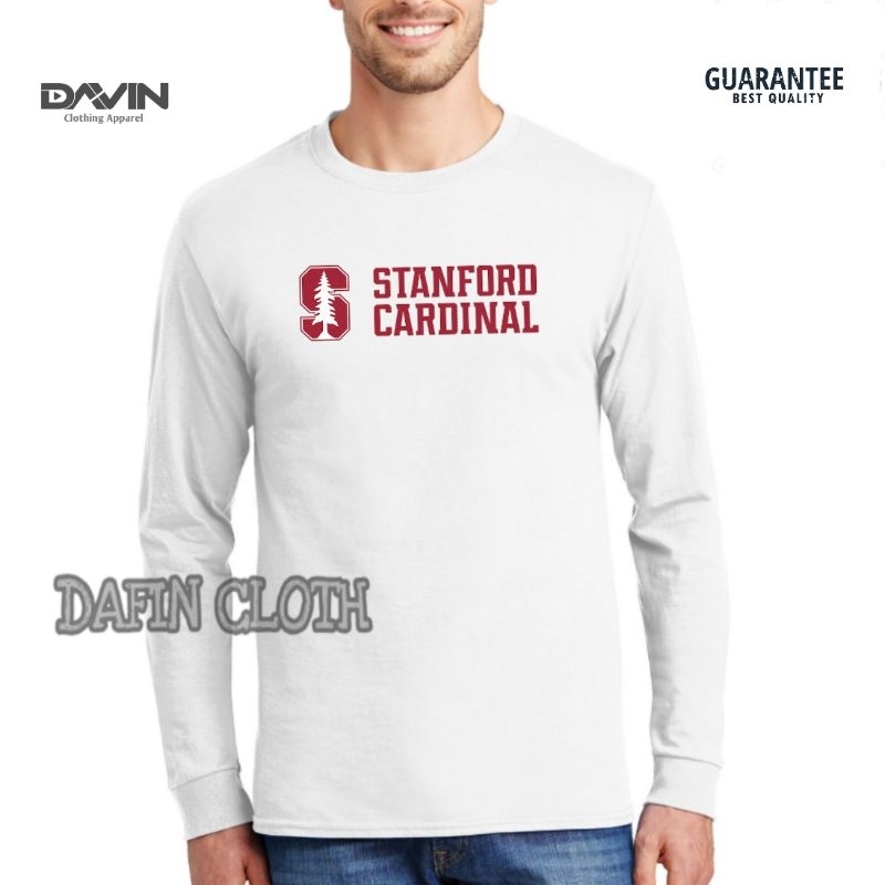 Kaos Pria Baju Tshirt Lengan Panjang Stanford University Cardinal