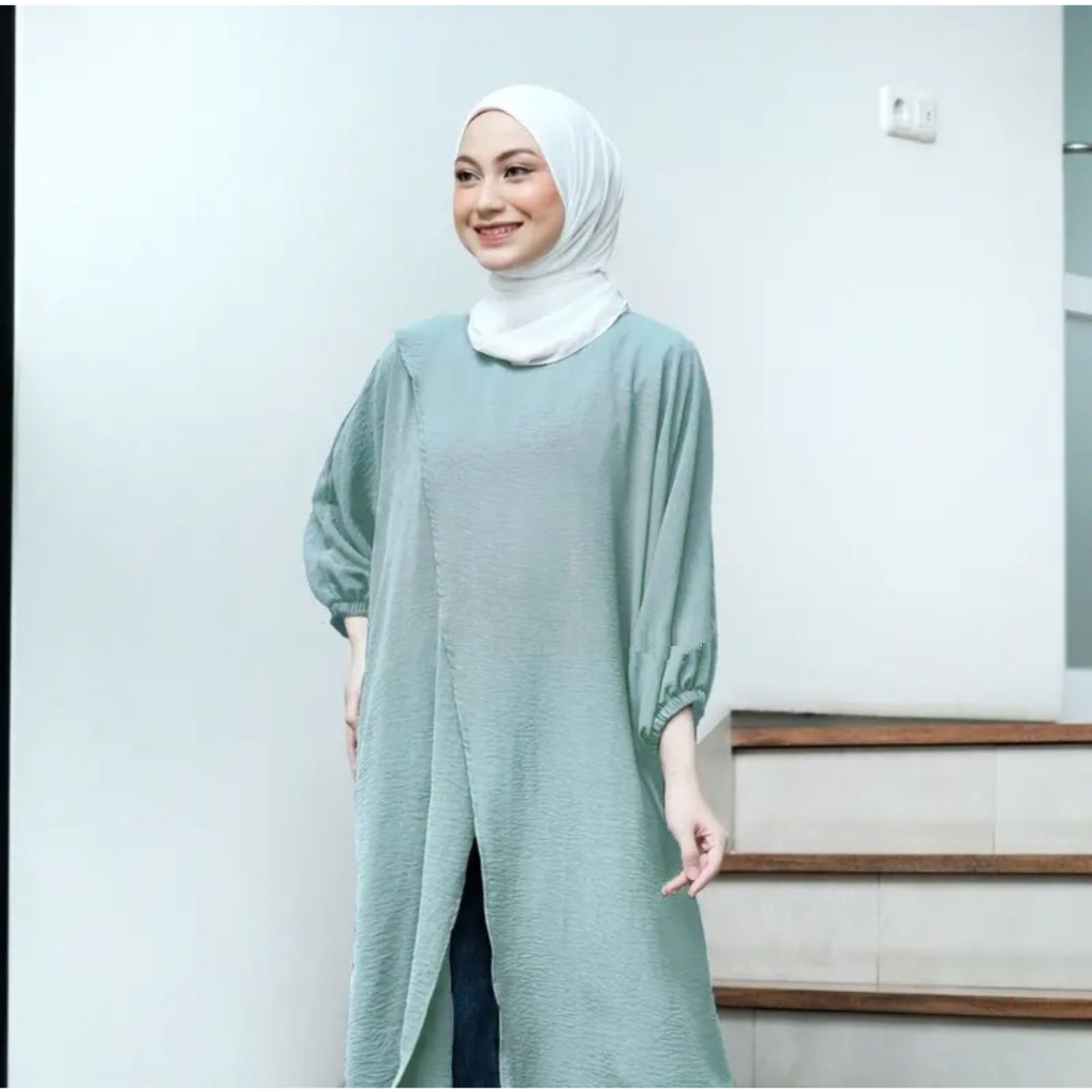 TUNIK SILANG BAHAN AIRFLOW CRINCLE CRINCKLE WANITA MUSLIMAH BTCSOLO