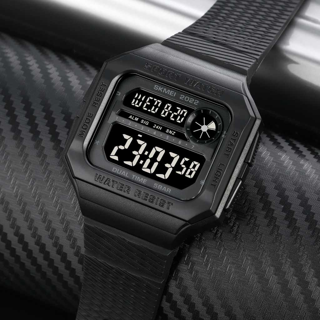 Jam Tangan Pria Digital Sport Watch Alarm EL Light Waterproof Jam Digital Premium Desain Efisien Anti Air