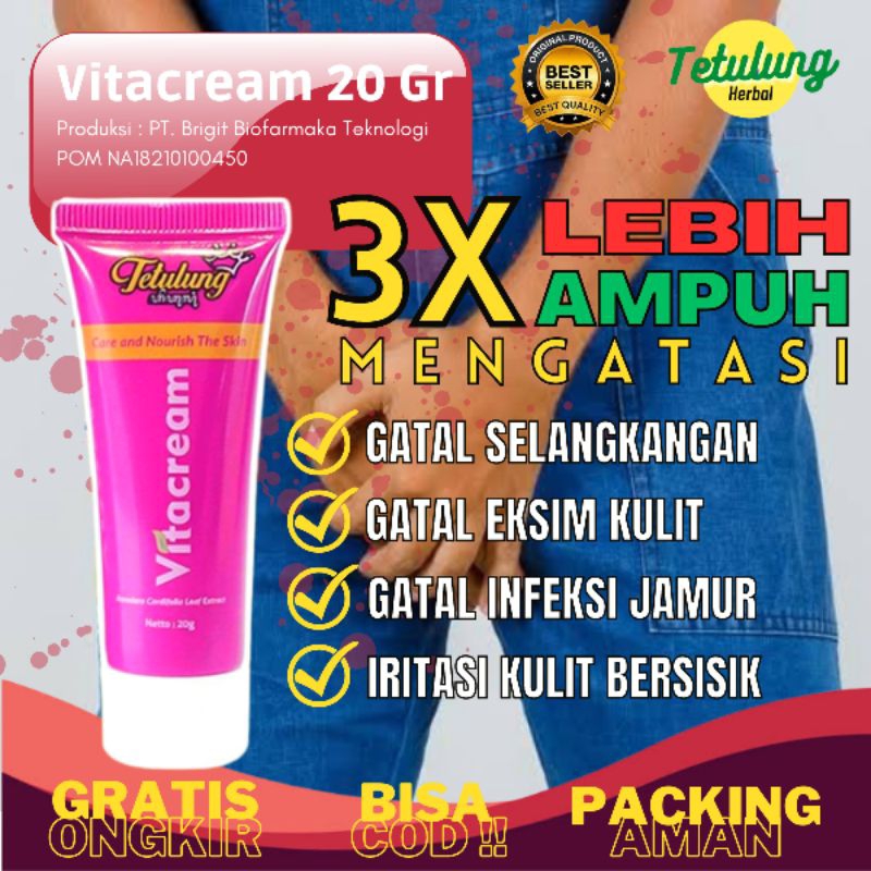 Tetulung Binahong Vita Cream Gatel Selangkangan / Krim Gatal Paha Dalam / Krim Salp Gatal Kulit Dan 