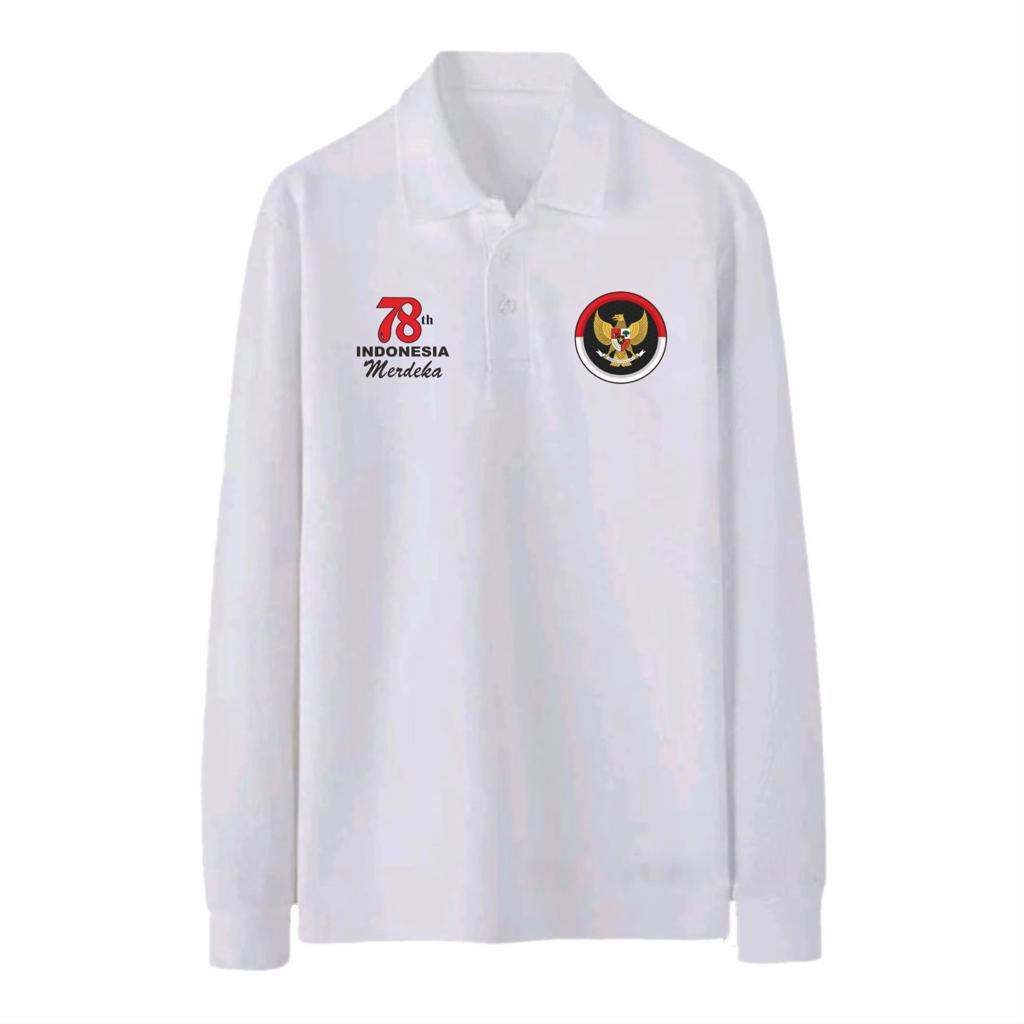Noveli wear - Kaos kerah pria | kaos polo shirt lengan panjang distro seragam merah putih hari KEMERDEKAAN 17 AGUSTUS HUT RI se INDONESIA