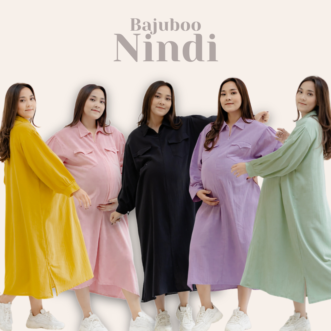 Bajuboo Nindi - Midi Dress Busui &amp; Bumil Friendly Linen Crinkle Premium