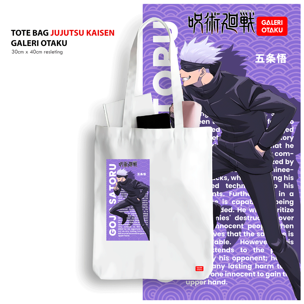 NEW JUJUTSU KAISEN TOTEBAG CANVAS ANIME / INUMAKI TOGE / GOJO SATORU / ITADORI YUJI / TAS JUJUTSU KAISEN / MERCHANDISE GOJO SATORU