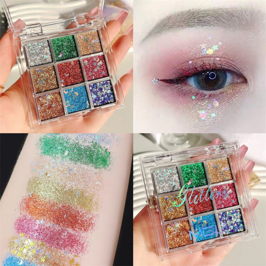 COD!!! Eyeshadow Palette Glitter Make up Shimmer 9 Warna Glamour