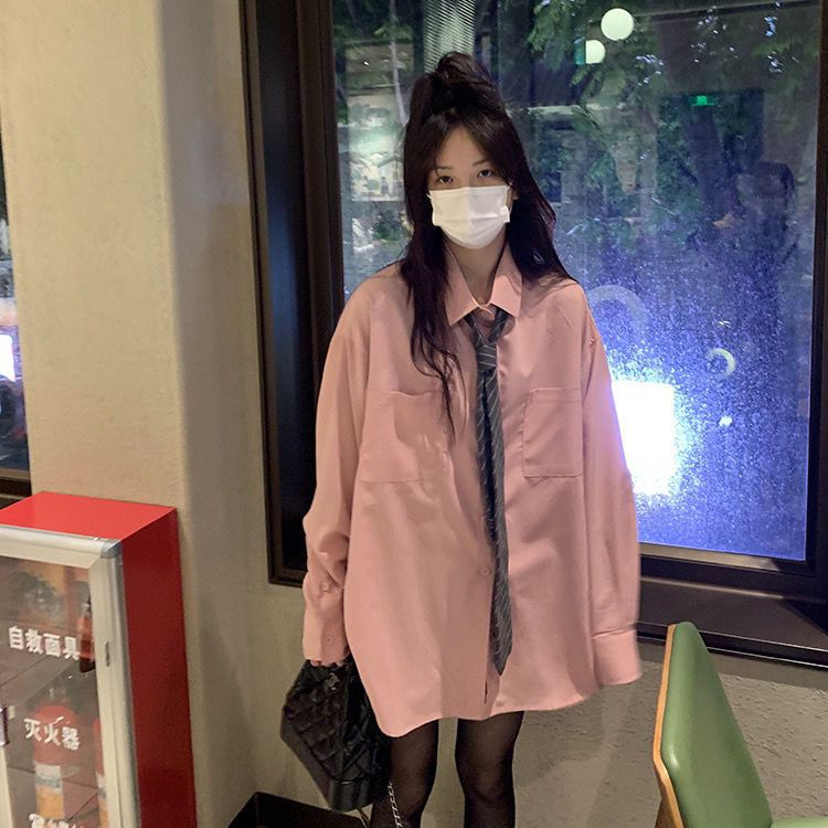 Blouse Korean Style Wanita Lengan Panjang Polos Baju Kemeja Wanita Kekinian