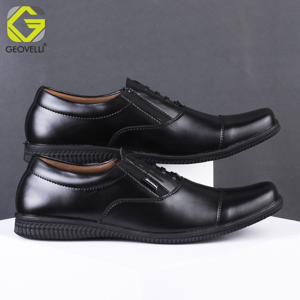 SEPATU PRIA PANTOPEL FORMAL HITAM ELASTIC KERJA KANTOR SANTAI FORMAL