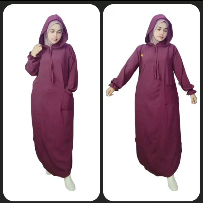 YESHA HOODIE DRESS CRINKLE AIRFLOW POLOS KANTONG JUMBO LD110 MURAH SACKDRESS  VIRAL MUSLIMAH GROSIR