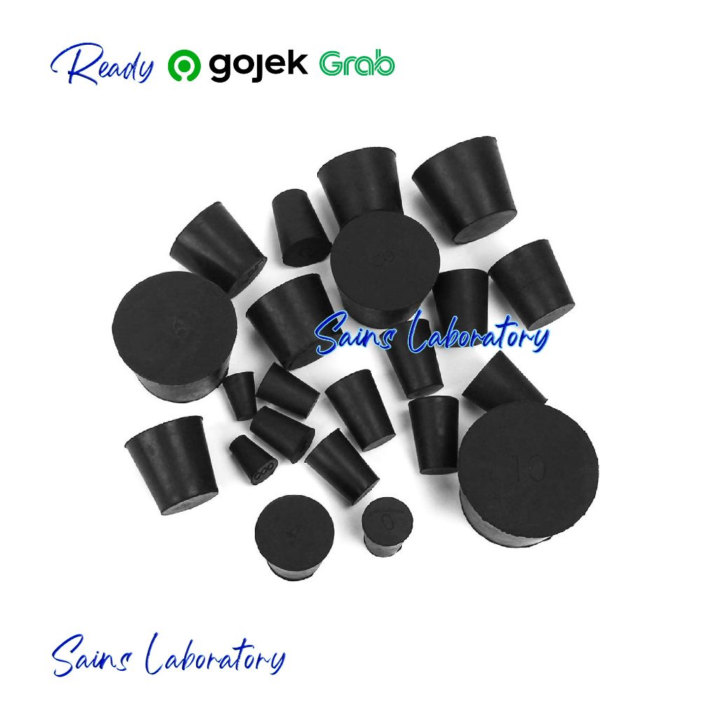 Sumbat Karet Hitam No 10 Erlenmeyer 1000 ml Tutup Karet Tanpa Lubang Sumbat Gabus Solid Rubber Stopp