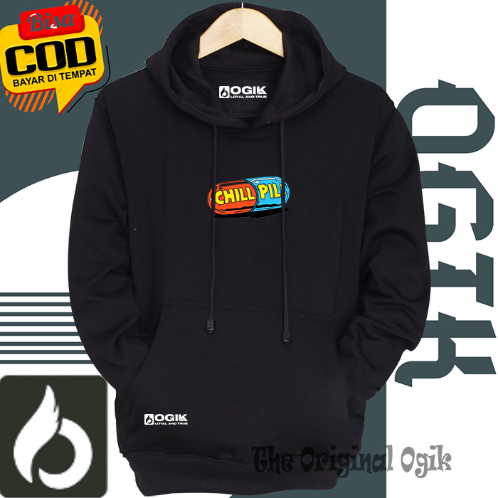 hoodie pria distro original brand ogik warna hitam everyday is holiday sablon switer cowok keren ter