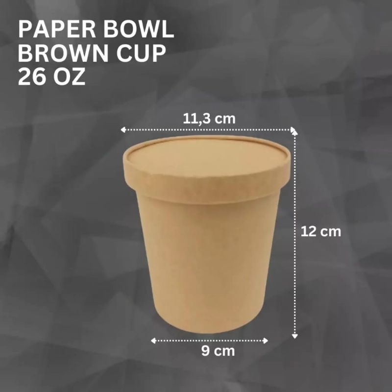 PAPER BROWN CUP / PAPER BOWL BROWN SOUP CUP ANEKA SIZE ISI 10 PCS