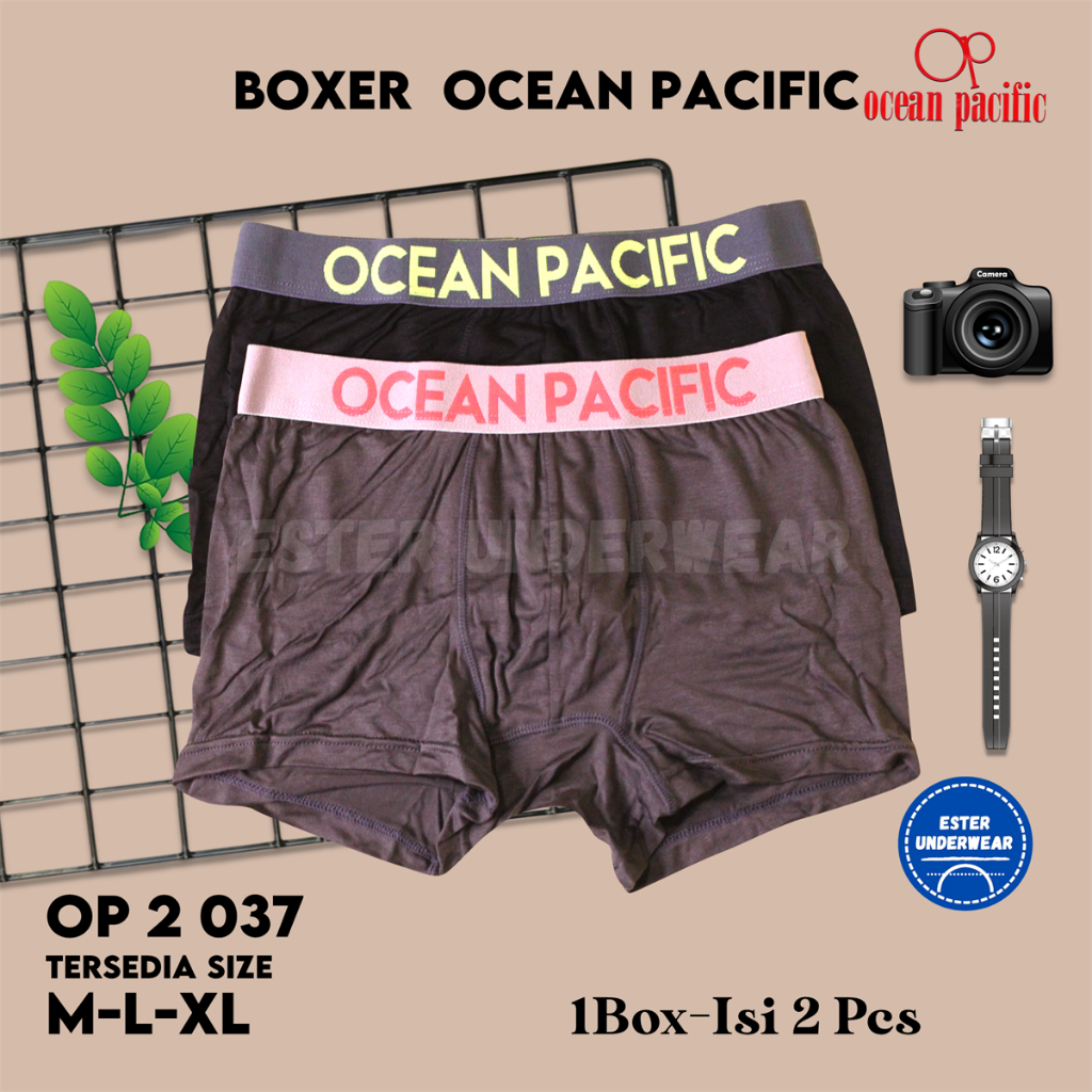 Celana Boxer Ocean Pacific OP 62UM2 037 ISI 2 Pcs bahan Modal Spandex