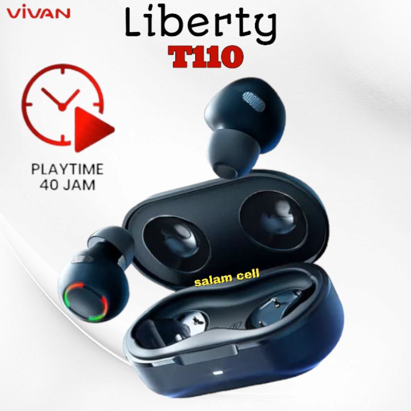 Headset Bluetooth  VIVAN LIBERTY T110 Bluetooth 5.2 Waterproof IPX4 4 MIC ENC Noice Original