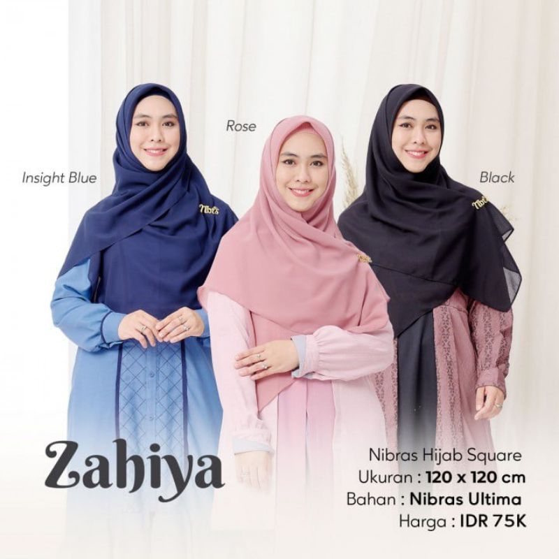 Nibras Hijab ZAHIYA Scarf Bahan Nibras Ultima hijab Segi empat polos