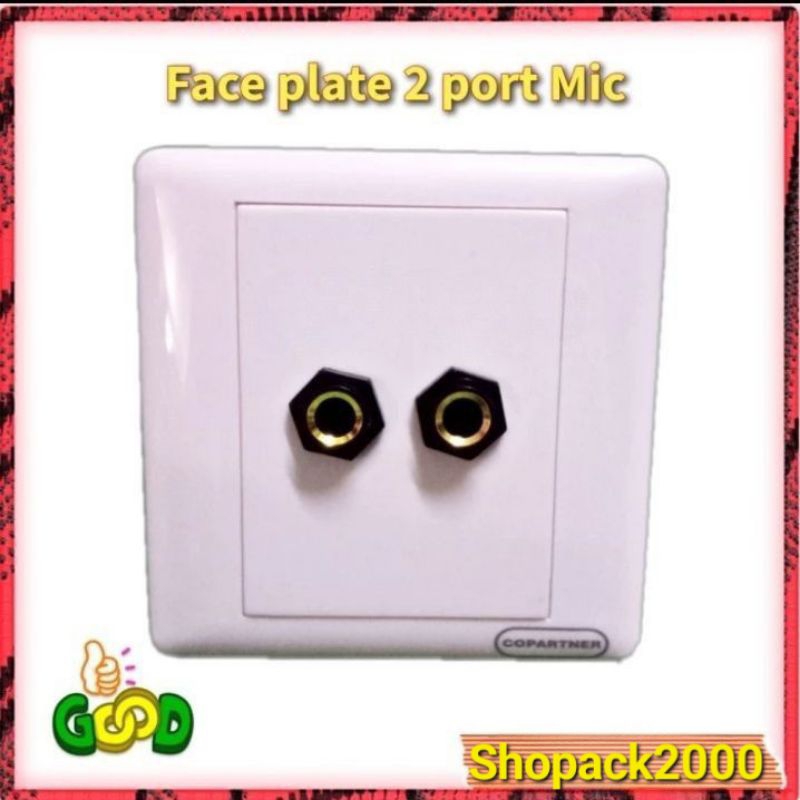 Stop kontak mic 2 port / face plate 2 mic