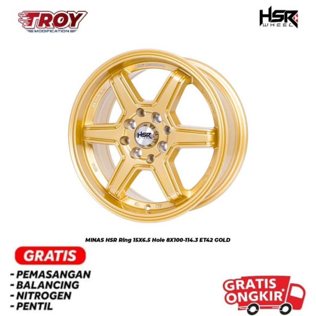 Velg HSR MINAS Ring 15 GOLD Velg Jazz,Avanza,Sigra,Sigra,Yaris dll Free Spooring