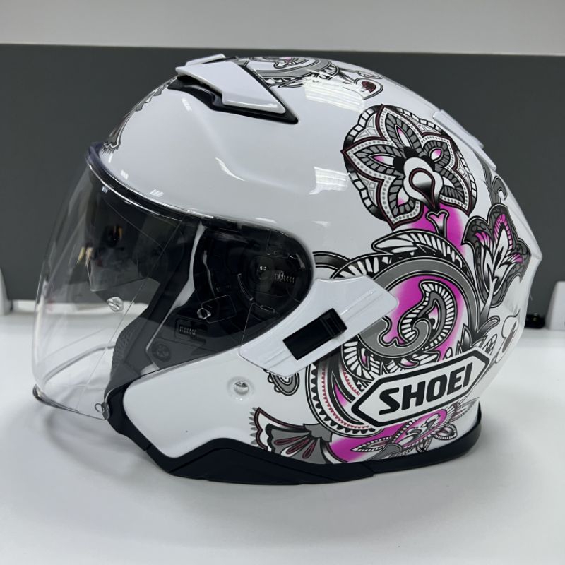 HELM SHOEI J CRUISE II WHITE PINK GLOSSY HELM MOTOR HALF FACE