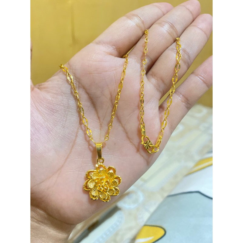 Kalung Mawar Lapis emas 24k