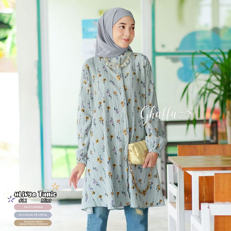 BIRA OVERSIZE BY GHAFFA THE LABEL / OVERSIZE MOTIF RAYON VISCOSE MUSLIMAH / Atasan wanita LD 140