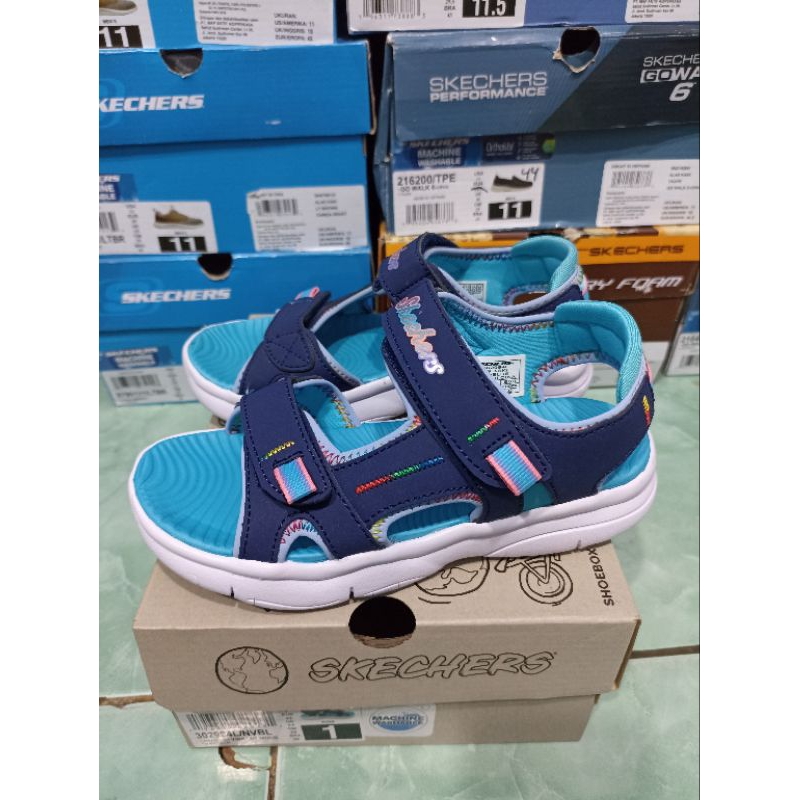 Skechers 302984/NVBL Sendal Sepatu Anak Original Biru