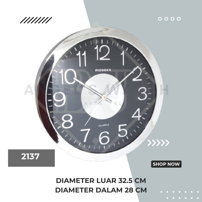 JAM DINDING CHROME MINIMALIST 33 CM HS-2137 2137 ORIGINAL